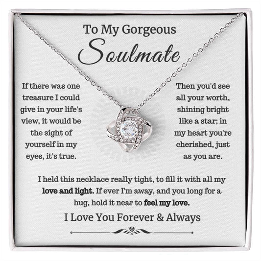 To My Gorgeous Soulmate - Dazzling Love Knot Necklace