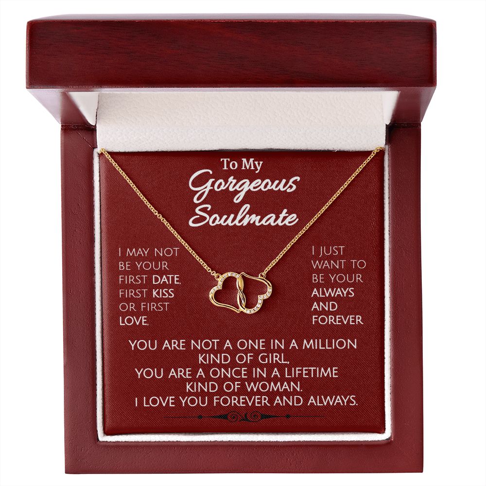 To My Gorgeous Soulmate - Solid Gold Necklace With Diamond Accents