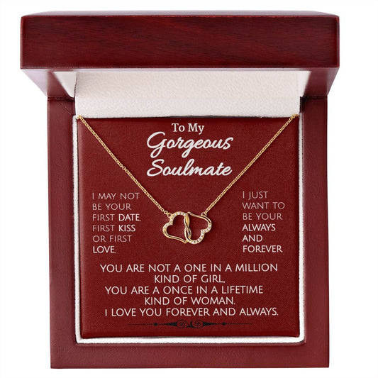 To My Gorgeous Soulmate - Solid Gold Necklace With Diamond Accents