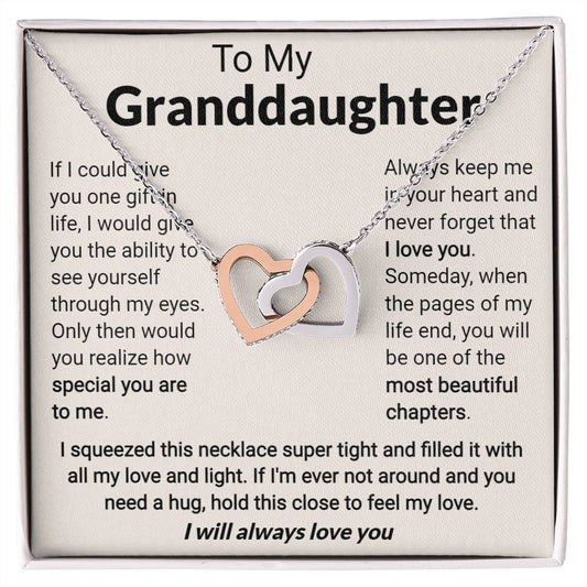 To My Granddaughter - Interlocking Hearts Necklace