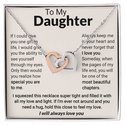 To My Daughter - Interlocking Hearts Necklace