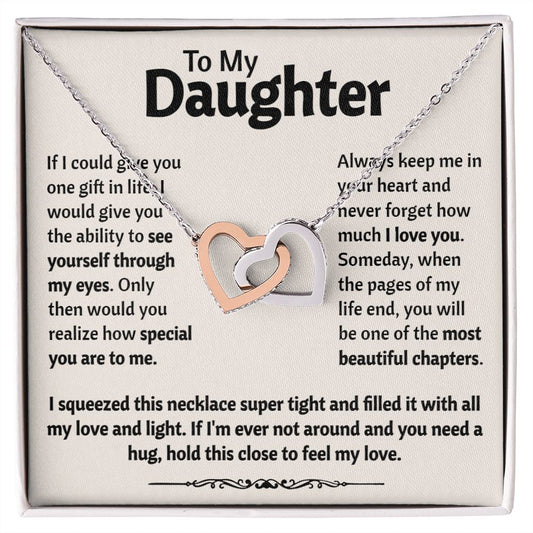 To My Daughter - Dazzling Interlocking Hearts Necklace